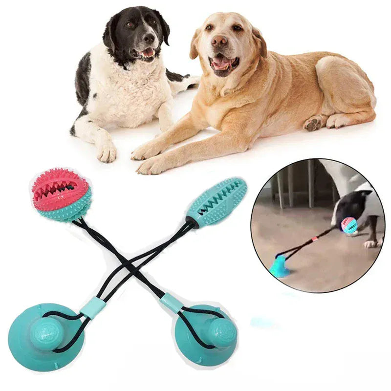 Suction Cup Dog Chew Toy - Interactive Pull & Treat Ball for Teeth Cleaning