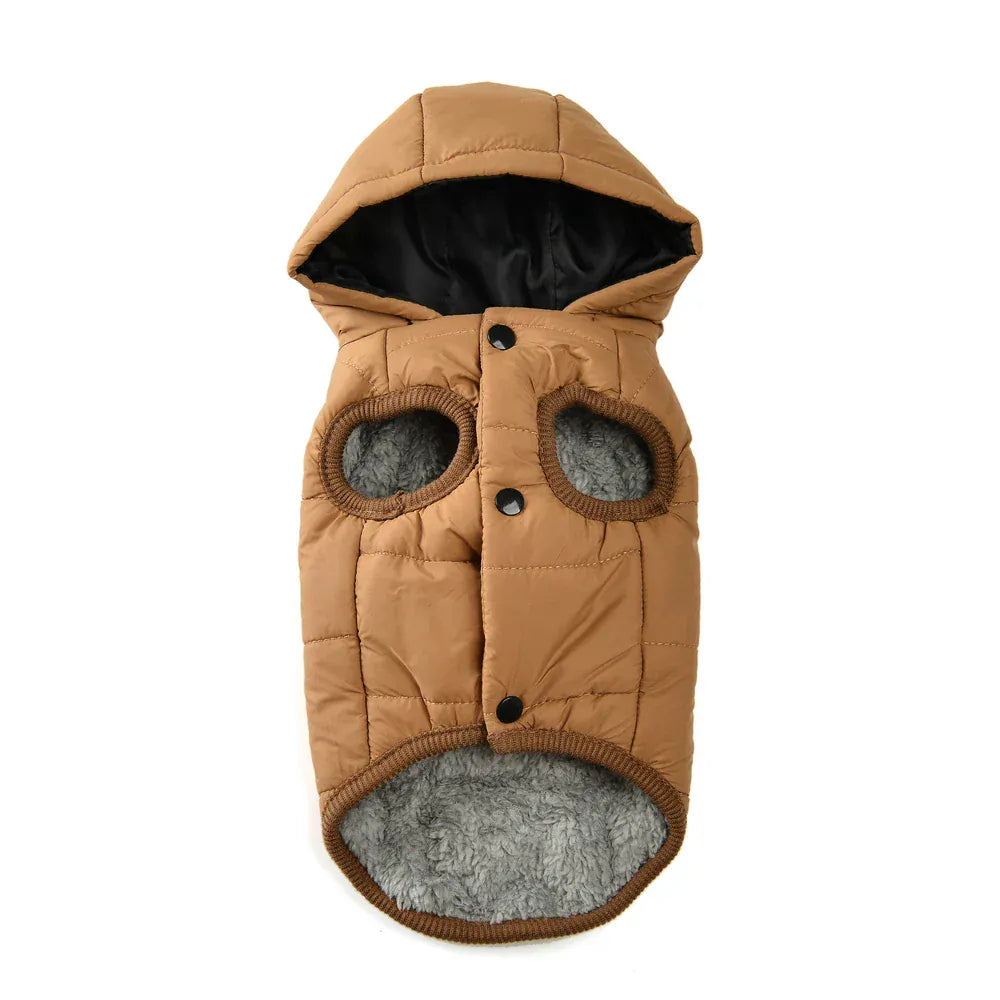 Thick Fleece Dog Parka - Winter Hoodie Coat with D-Ring for Small Breeds