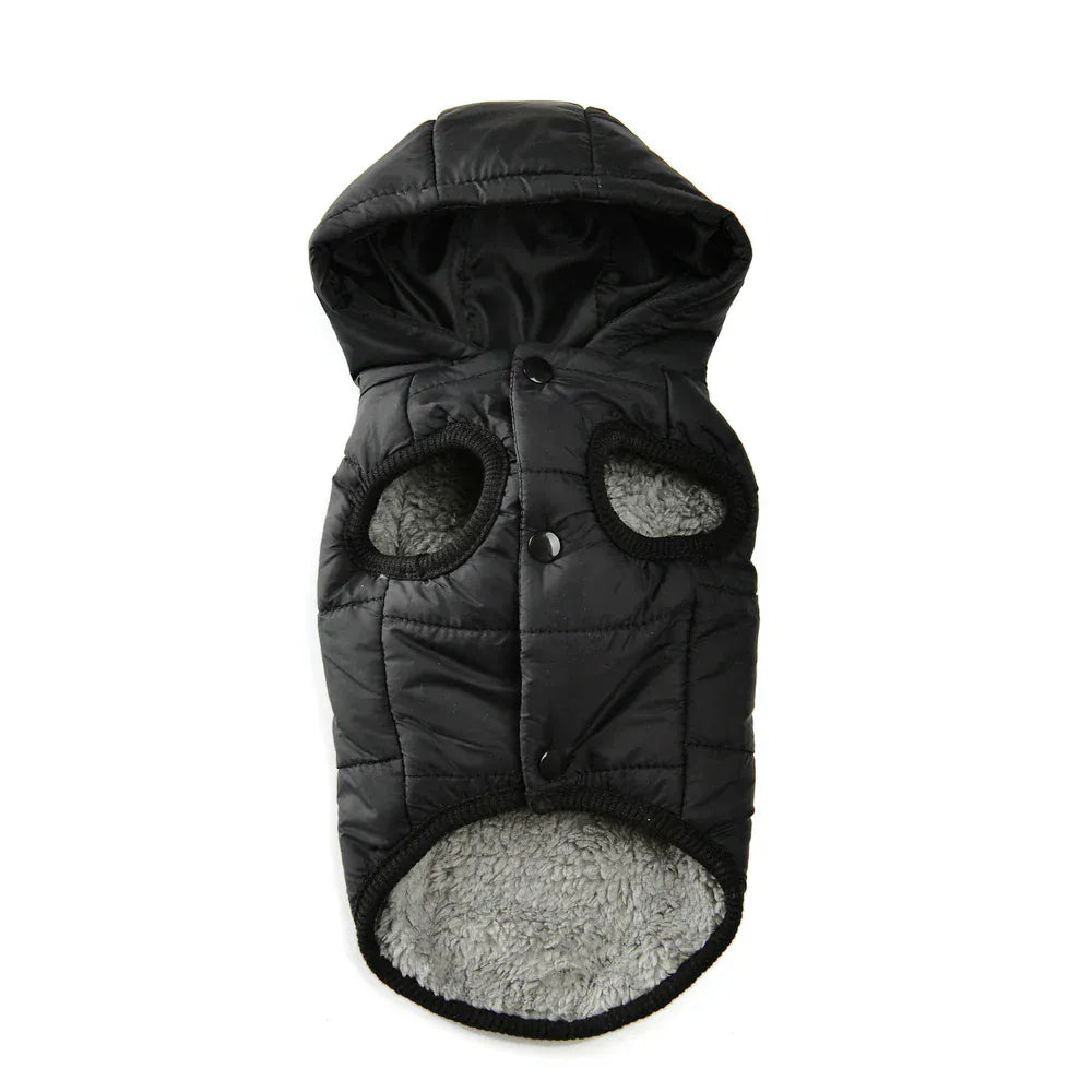 Thick Fleece Dog Parka - Winter Hoodie Coat with D-Ring for Small Breeds