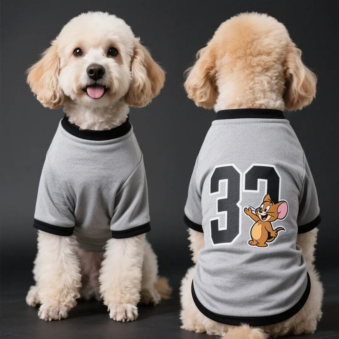 Tom Cat IP Licensed Pet Clothes – Breathable Soccer Jersey for Dogs | Cool & Comfortable Outfit for Small Dog Breeds