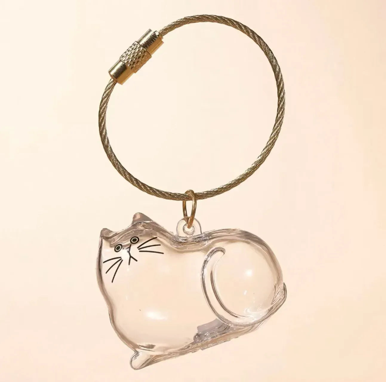 Transparent Cat Hair Storage Keychain - Pet Fur Keepsake Memorial Pendant