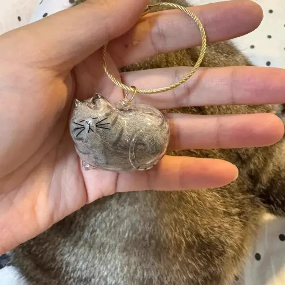 Transparent Cat Hair Storage Keychain - Pet Fur Keepsake Memorial Pendant