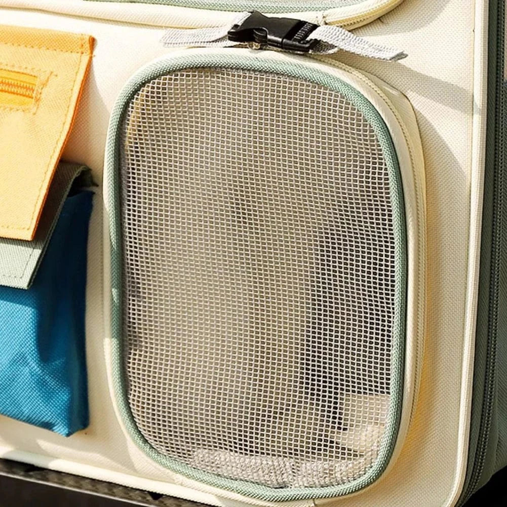 Transparent Window Pet Backpack - Large Capacity Dog & Cat Travel Carrier with Ventilated Mesh, Foldable Design for Car Camping & Hiking