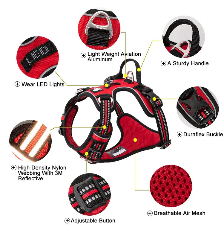 Truelove No-Pull Dog Harness - Reflective Safety Vest with 4 Adjustment Points