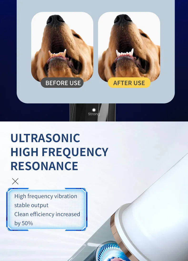 Ultrasonic Electric Dog Toothbrush | Professional Pet Plaque & Tartar Remover | Teeth Whitening & Dental Care