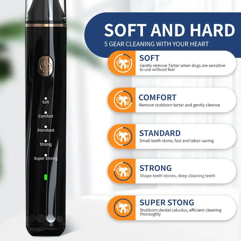 Ultrasonic Electric Dog Toothbrush | Professional Pet Plaque & Tartar Remover | Teeth Whitening & Dental Care