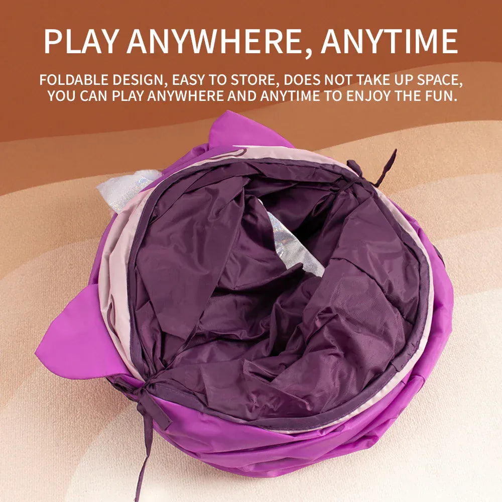 Unicorn Christmas Cat Tunnel Toy | Large Collapsible Pet Tunnel with 6 Entrances | Fun Holiday Play Tunnel for Cats & Small Dogs