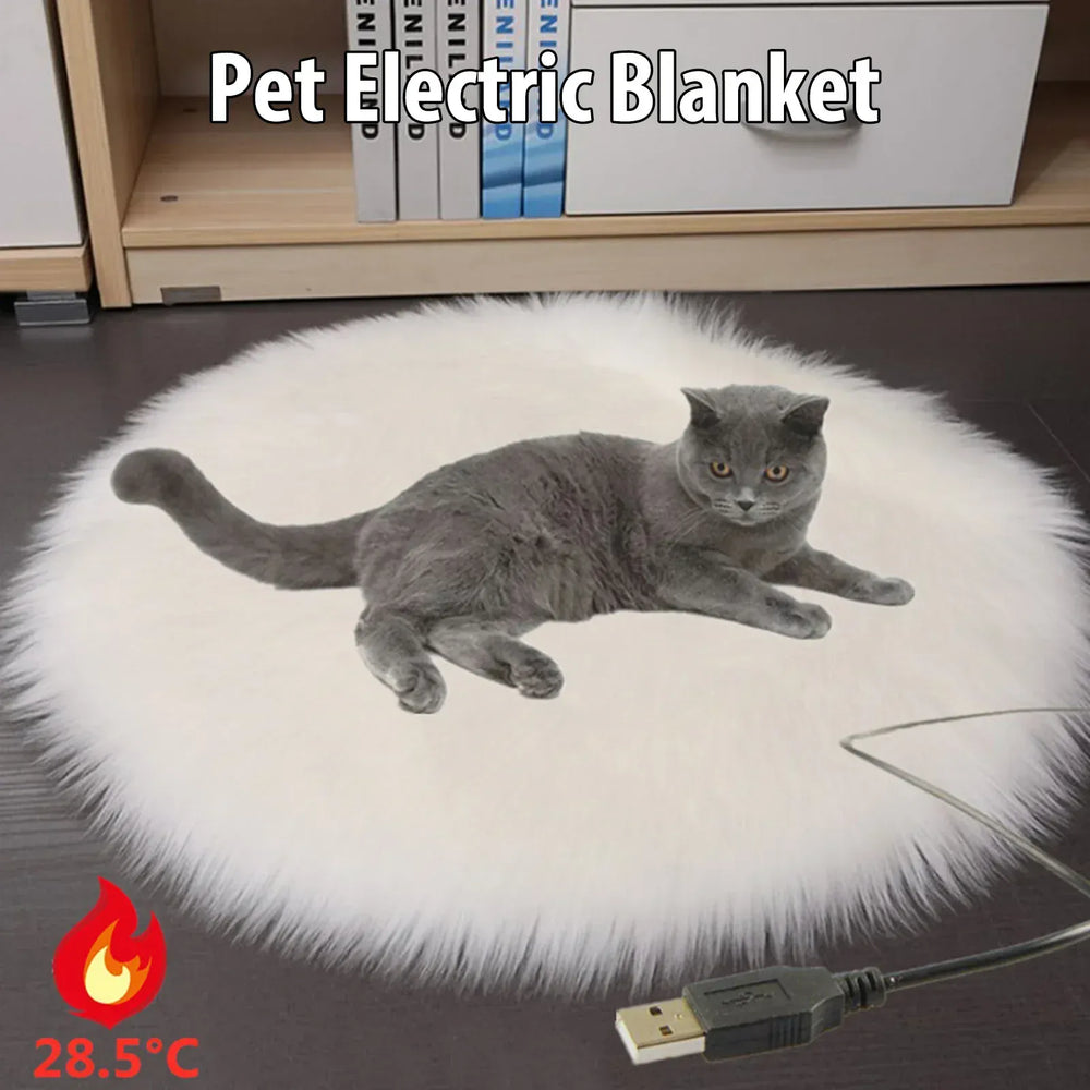 USB Electric Pet Heating Pad - Constant Temperature 28°C Winter Warm Bed for Cats & Small Dogs, Portable Plush Heating Mat