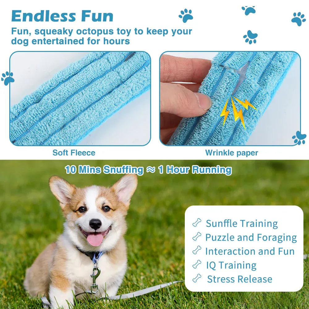 Valentine’s Day Dog Snuffle Toy | Plush Octopus Interactive Puzzle | Chew & Slow Feeding Game for Puppies & Dogs