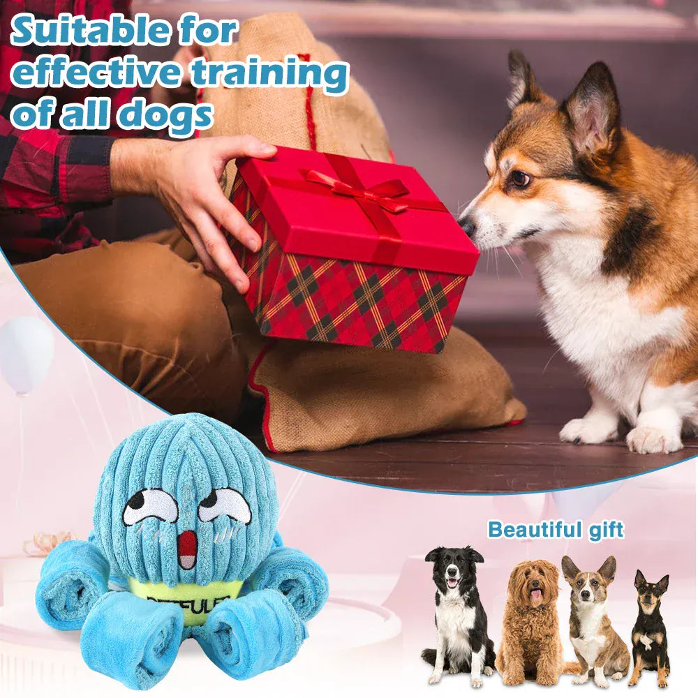 Valentine’s Day Dog Snuffle Toy | Plush Octopus Interactive Puzzle | Chew & Slow Feeding Game for Puppies & Dogs