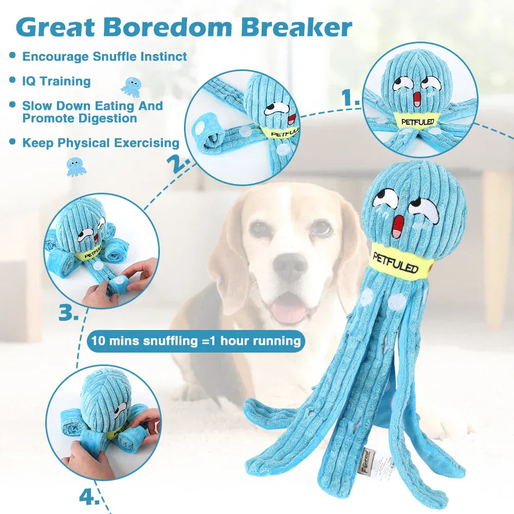 Valentine’s Day Dog Snuffle Toy | Plush Octopus Interactive Puzzle | Chew & Slow Feeding Game for Puppies & Dogs