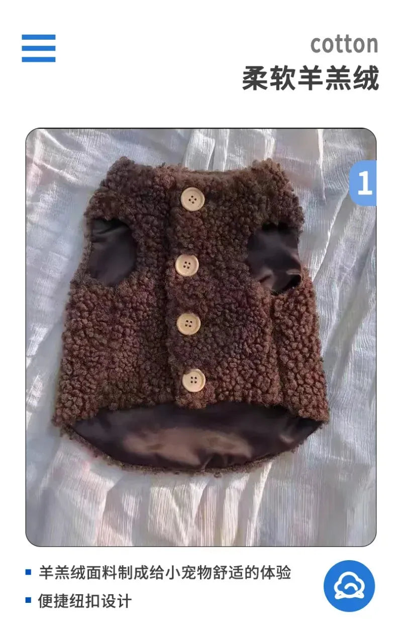 Warm Lambhair Fleece Cat Clothes | Soft Cozy Winter Vest for Cats & Puppies | Kitten Jacket Coat | Pet Sphynx Costume Sweater 고양이