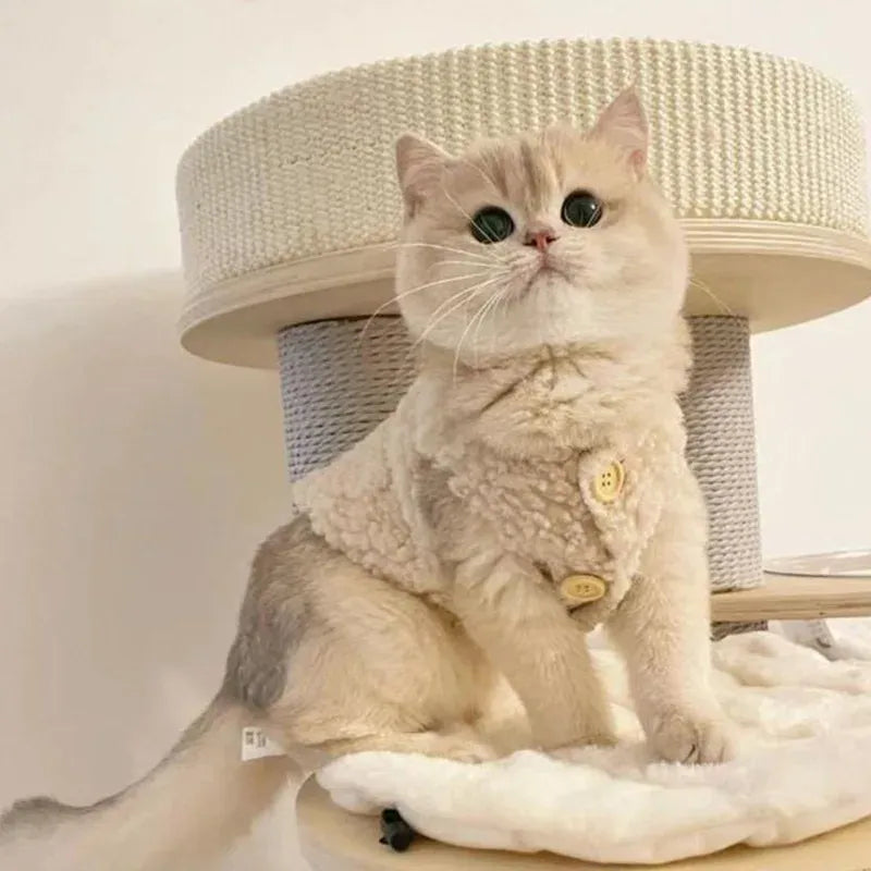 Warm Lambhair Fleece Cat Clothes | Soft Cozy Winter Vest for Cats & Puppies | Kitten Jacket Coat | Pet Sphynx Costume Sweater 고양이