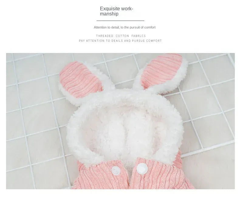 Warm Winter Bunny Cat Clothes | Cute Kitten Coat for Cats & Puppies | Soft Fleece Pet Outfit for Small Pets