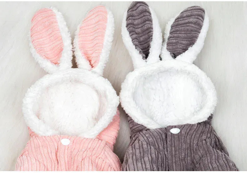 Warm Winter Bunny Cat Clothes | Cute Kitten Coat for Cats & Puppies | Soft Fleece Pet Outfit for Small Pets