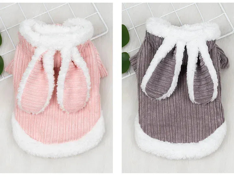 Warm Winter Bunny Cat Clothes | Cute Kitten Coat for Cats & Puppies | Soft Fleece Pet Outfit for Small Pets