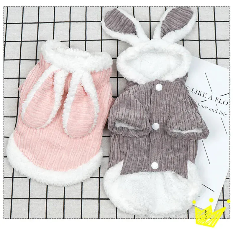 Warm Winter Bunny Cat Clothes | Cute Kitten Coat for Cats & Puppies | Soft Fleece Pet Outfit for Small Pets