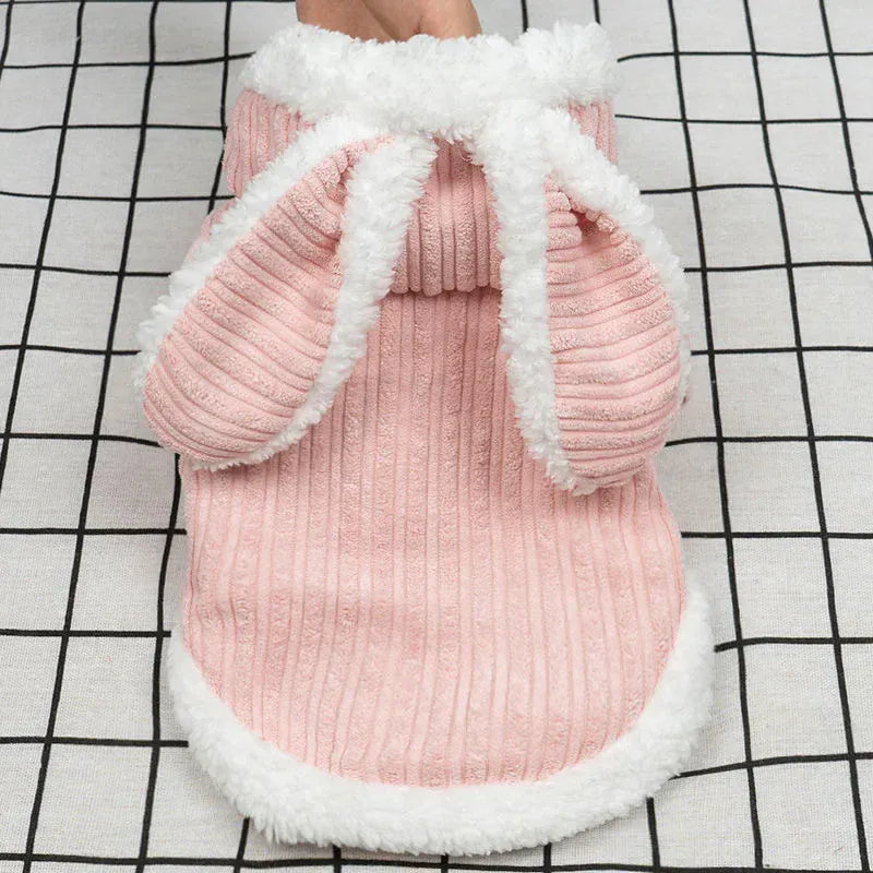 Warm Winter Bunny Cat Clothes | Cute Kitten Coat for Cats & Puppies | Soft Fleece Pet Outfit for Small Pets