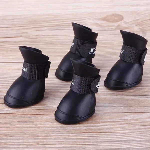 Waterproof Dog Boots 4-Pack - Anti-Slip Rubber Rain Shoes for All Sizes