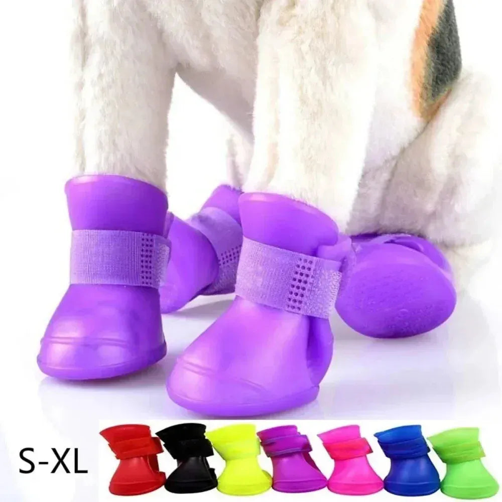 Waterproof Dog Boots 4-Pack - Anti-Slip Rubber Rain Shoes for All Sizes