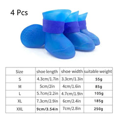 Waterproof Dog Boots 4-Pack - Anti-Slip Rubber Rain Shoes for All Sizes