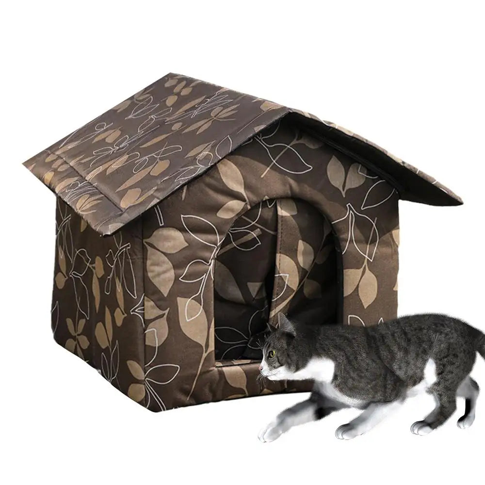 Waterproof Outdoor Cat House - Winter Warm Shelter with Foldable Design