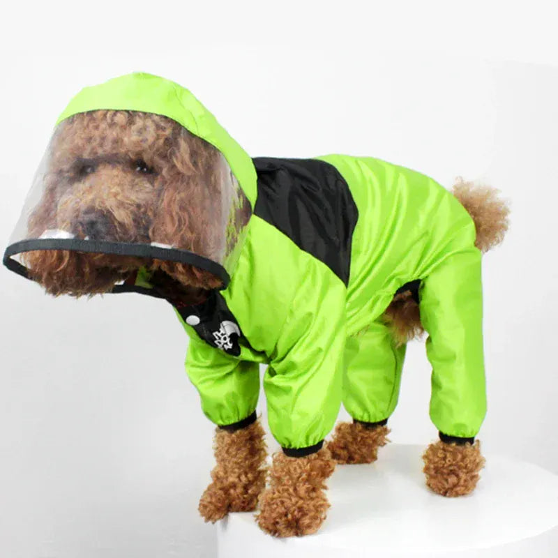 Waterproof Pet Dog Raincoat with Transparent Hood | Hooded Jumpsuit for Small & Medium Dogs & Cats | Water-Resistant Pet Jacket
