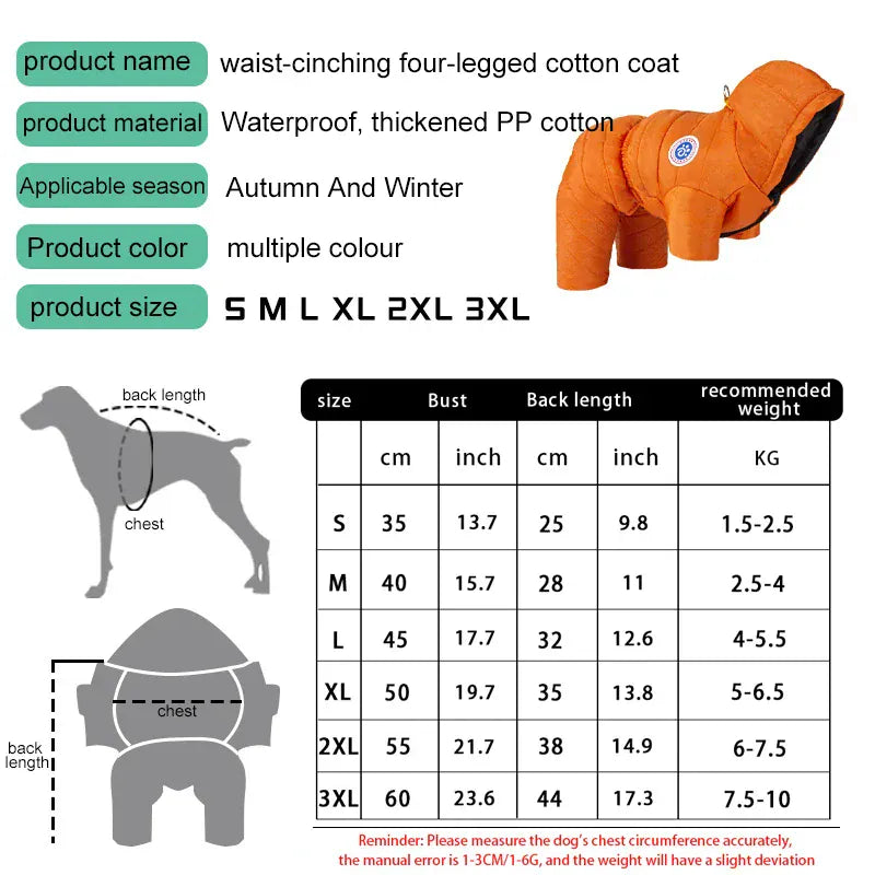 Waterproof Winter Dog Coat – Warm Fleece-Lined Jacket Vest for Small Dogs, French Bulldog, Chihuahua & Puppies