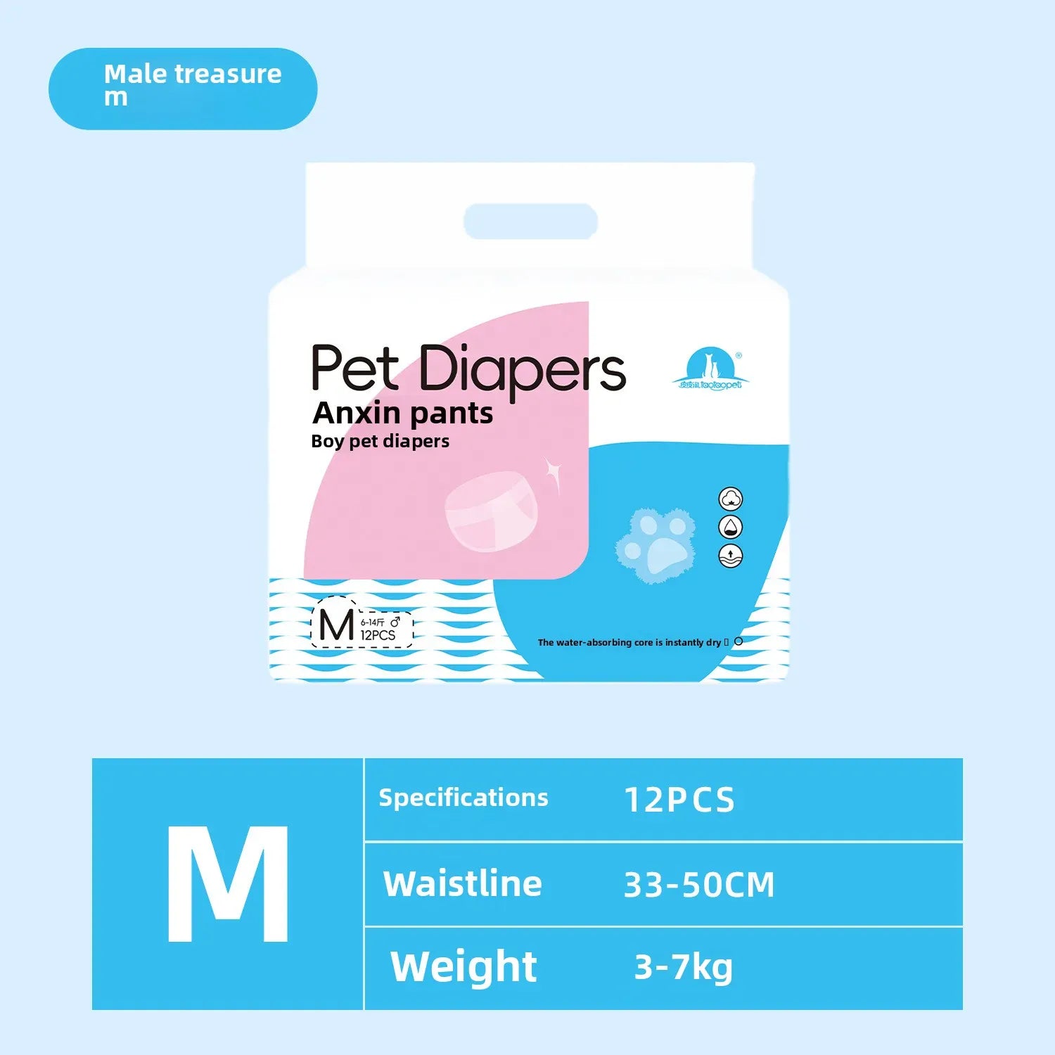 Wearable Pet Diapers - Waterproof Anti-Leak Disposable Dog Diapers for Male & Female Dogs, Breathable Comfort for Incontinence & Menstrual Care