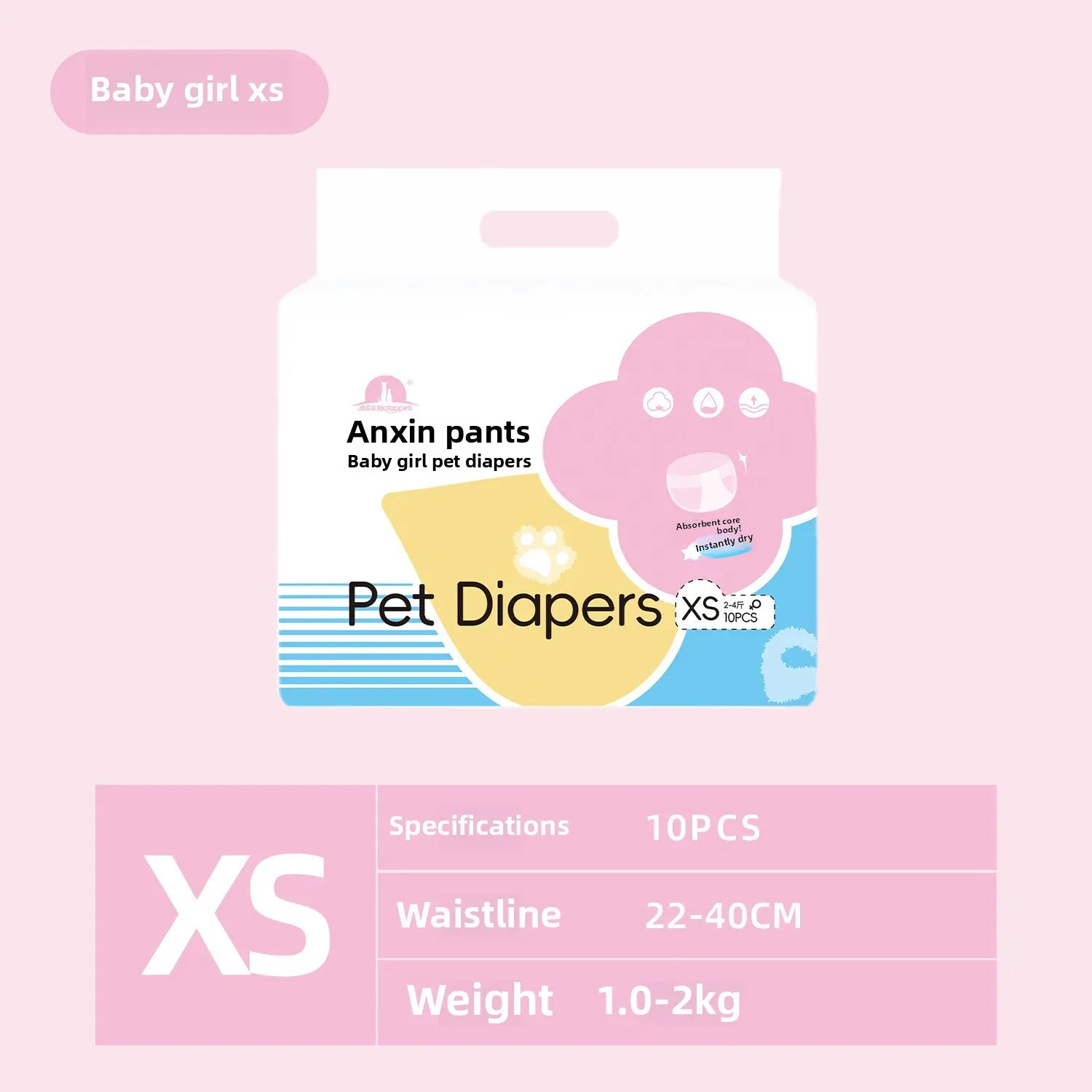 Wearable Pet Diapers - Waterproof Anti-Leak Disposable Dog Diapers for Male & Female Dogs, Breathable Comfort for Incontinence & Menstrual Care