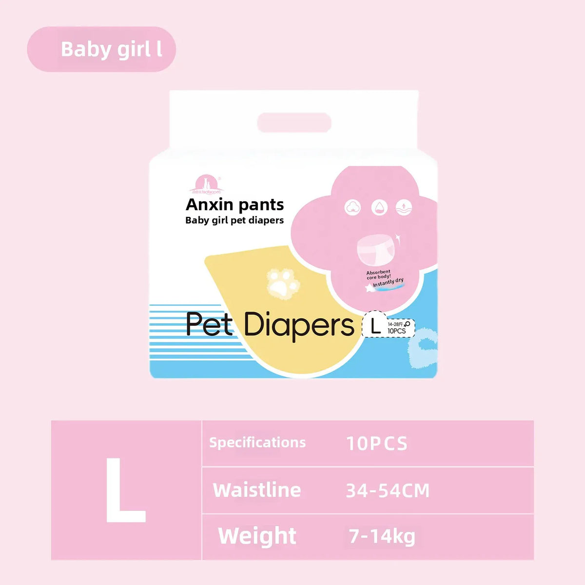 Wearable Pet Diapers - Waterproof Anti-Leak Disposable Dog Diapers for Male & Female Dogs, Breathable Comfort for Incontinence & Menstrual Care