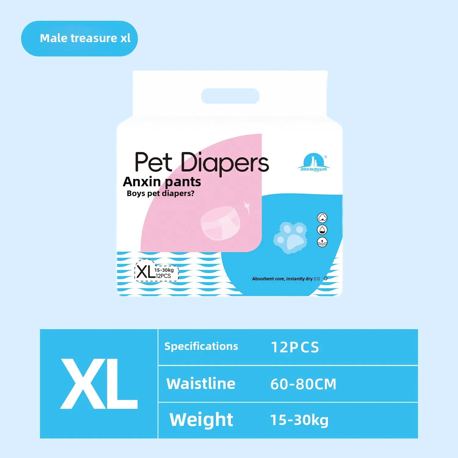 Wearable Pet Diapers - Waterproof Anti-Leak Disposable Dog Diapers for Male & Female Dogs, Breathable Comfort for Incontinence & Menstrual Care