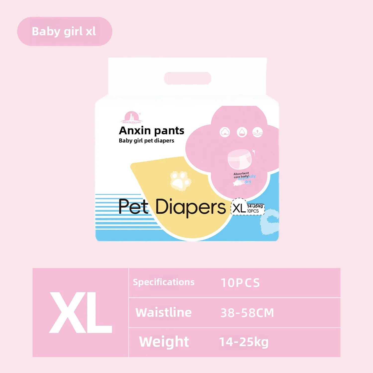 Wearable Pet Diapers - Waterproof Anti-Leak Disposable Dog Diapers for Male & Female Dogs, Breathable Comfort for Incontinence & Menstrual Care