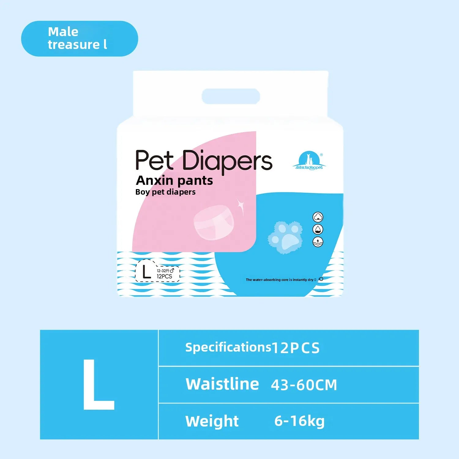 Wearable Pet Diapers - Waterproof Anti-Leak Disposable Dog Diapers for Male & Female Dogs, Breathable Comfort for Incontinence & Menstrual Care