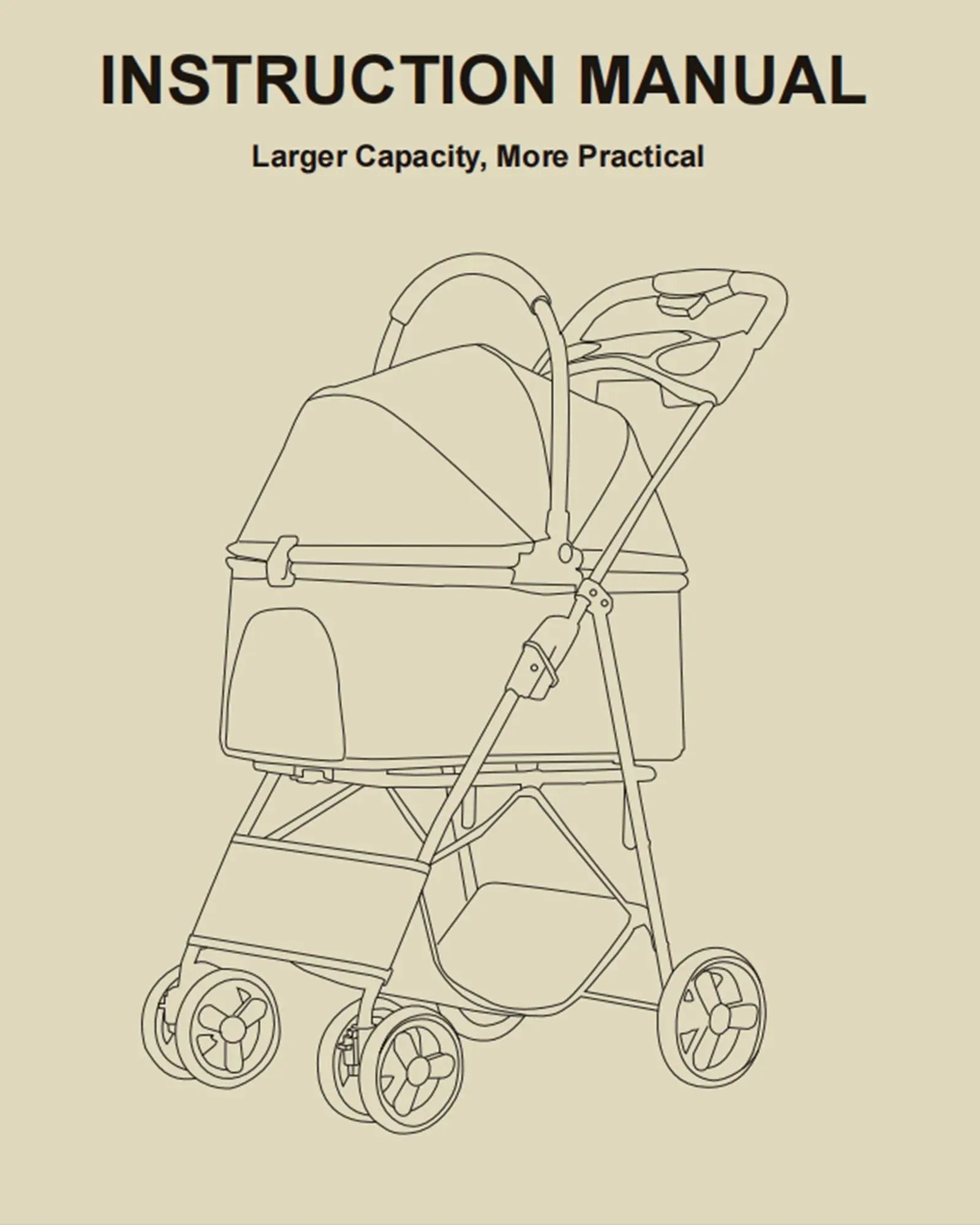 Wedyvko Luxury Pet Stroller - Detachable 4-Wheel Dog Stroller with Cup Holder, One-Click Folding Design & Travel Carrying Bag