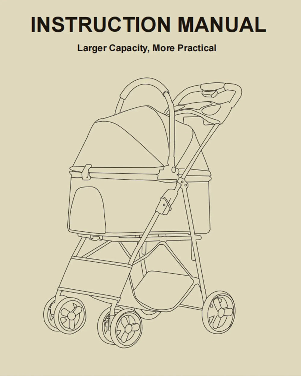 Wedyvko Luxury Pet Stroller - Detachable 4-Wheel Dog Stroller with Cup Holder, One-Click Folding Design & Travel Carrying Bag