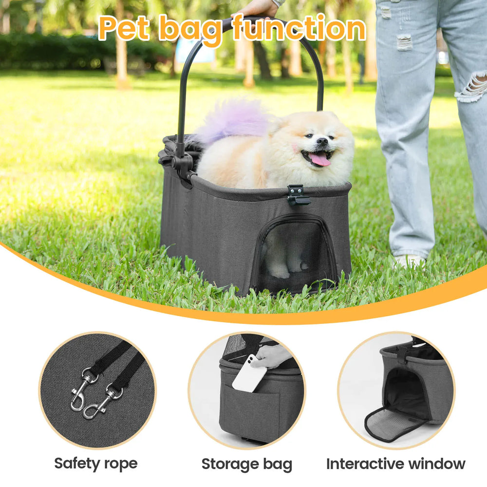 Wedyvko Luxury Pet Stroller - Detachable 4-Wheel Dog Stroller with Cup Holder, One-Click Folding Design & Travel Carrying Bag