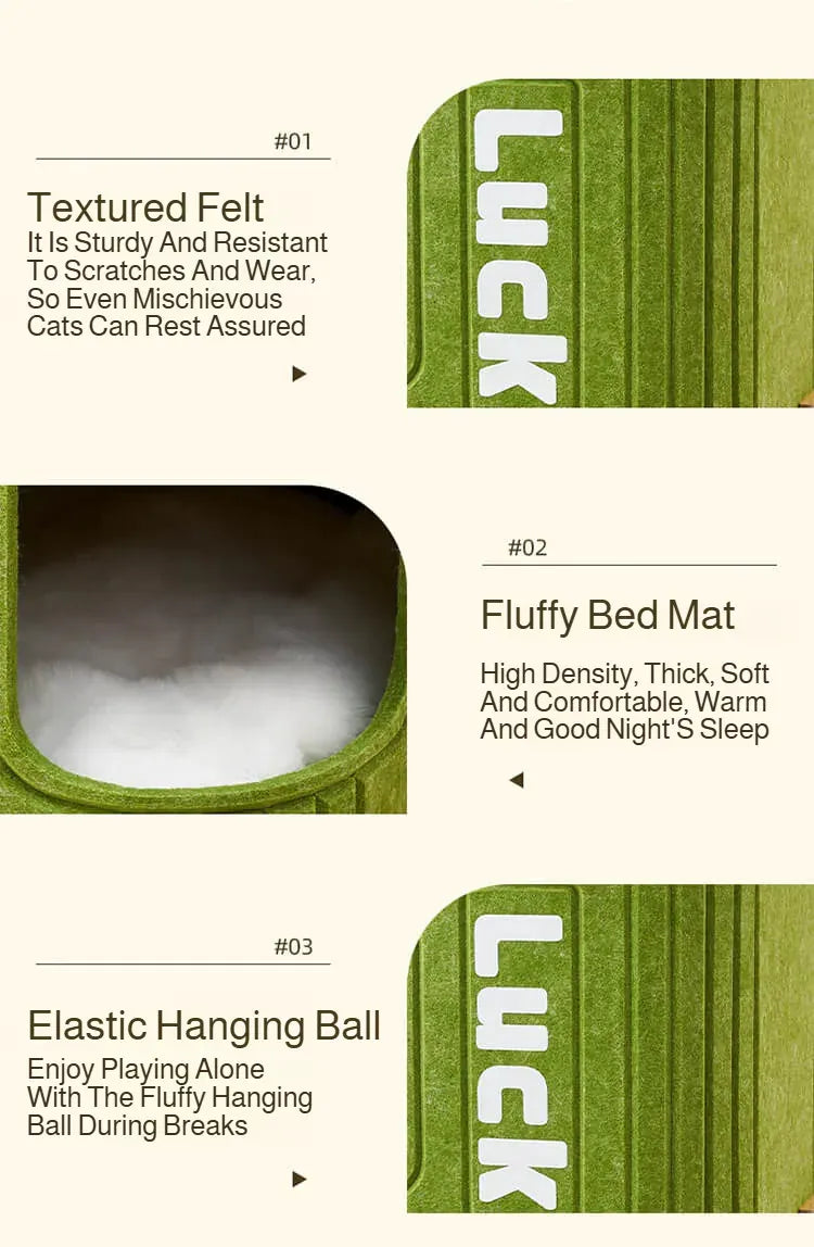 Winter Double Enclosed Cat House - Tree Hole Design MultiLayer Scratching Board