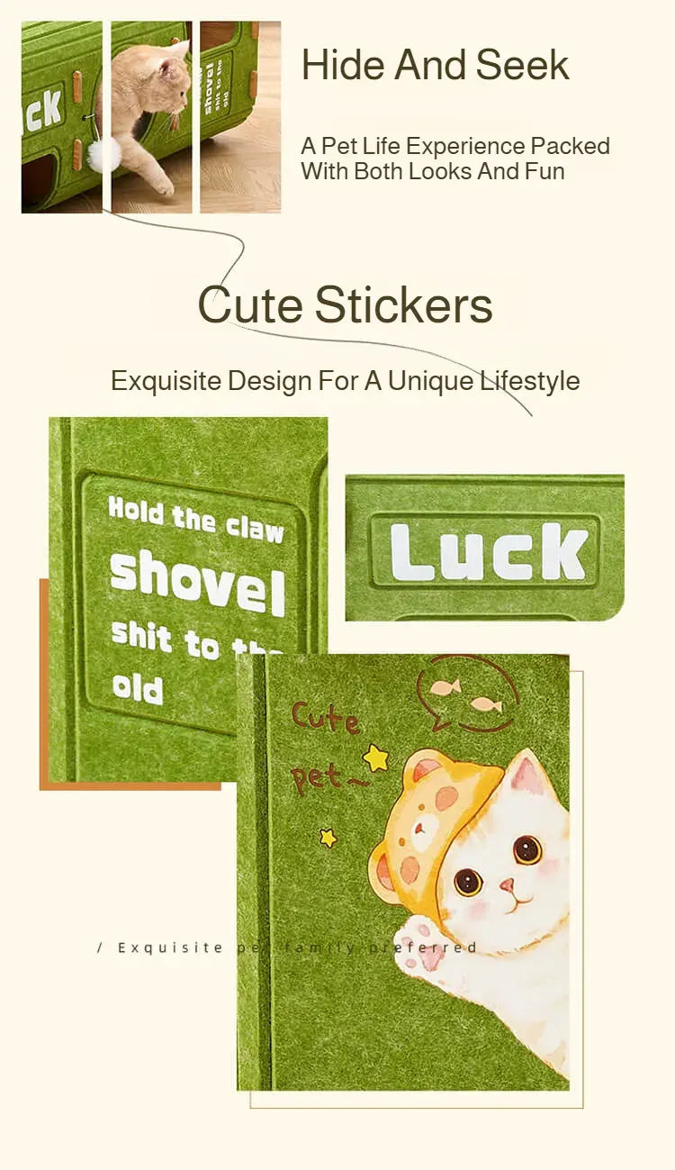 Winter Double Enclosed Cat House - Tree Hole Design MultiLayer Scratching Board