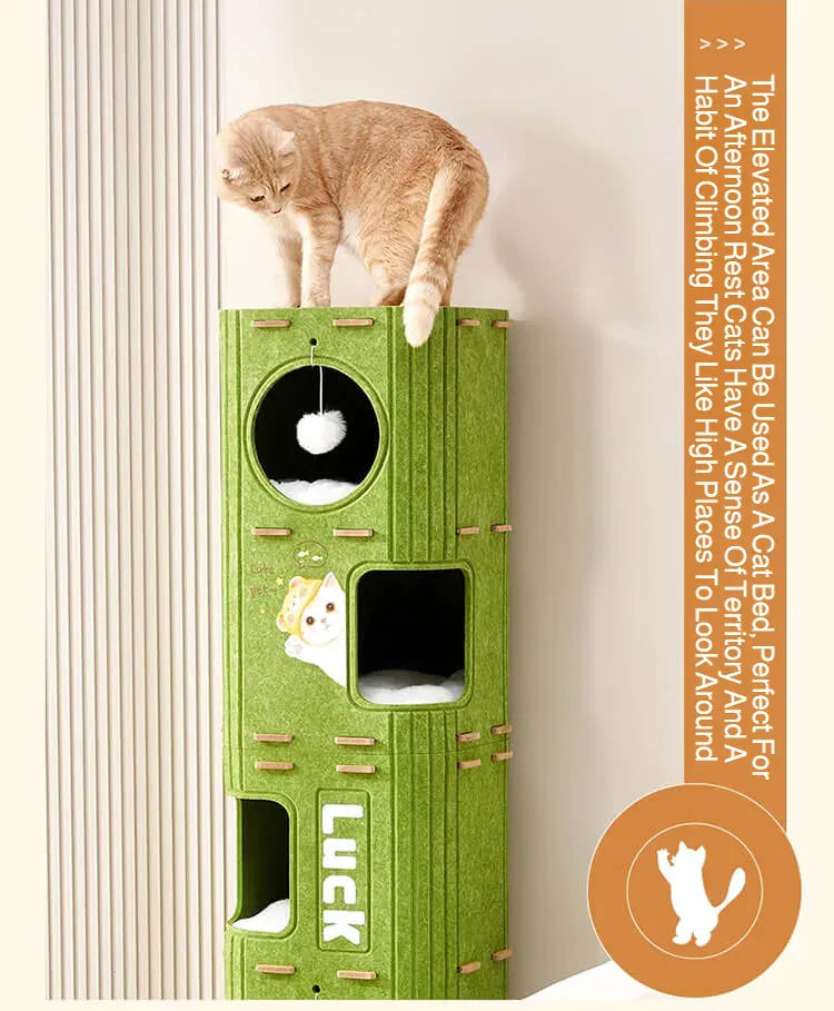 Winter Double Enclosed Cat House - Tree Hole Design MultiLayer Scratching Board