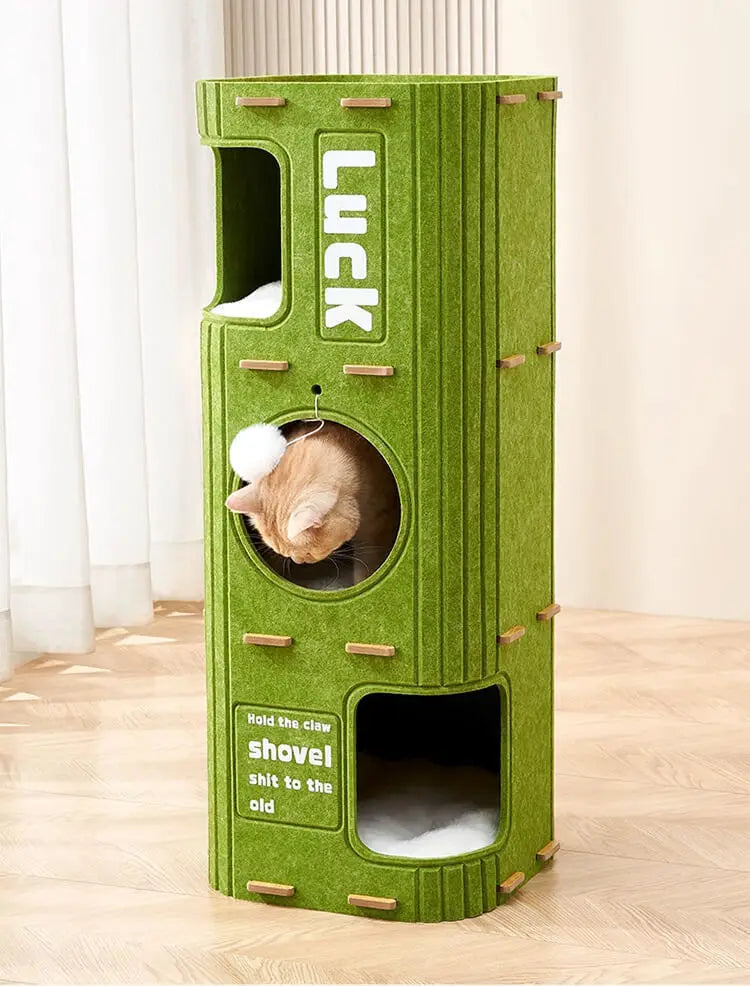 Winter Double Enclosed Cat House - Tree Hole Design MultiLayer Scratching Board