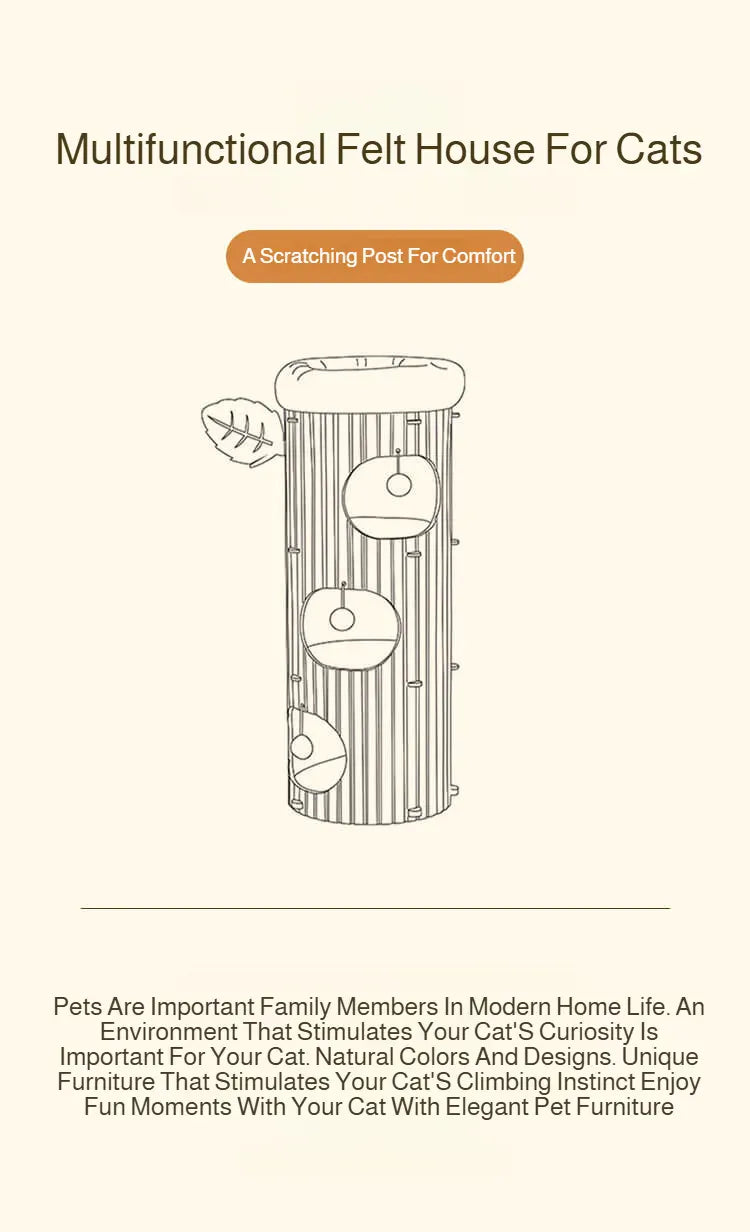 Winter Double Enclosed Cat House - Tree Hole Design MultiLayer Scratching Board