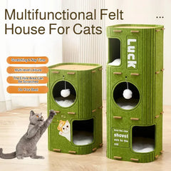 Winter Double Enclosed Cat House - Tree Hole Design MultiLayer Scratching Board