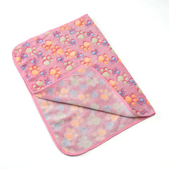 Winter Pet Blanket with Paw Print - Cozy Thicken Fleece Mat for Cats & Dogs
