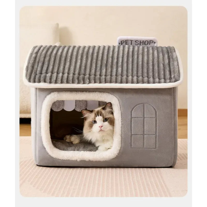 Winter Pet House - Foldable Cat Dog Cave Bed Portable Washable Puppy Shelter