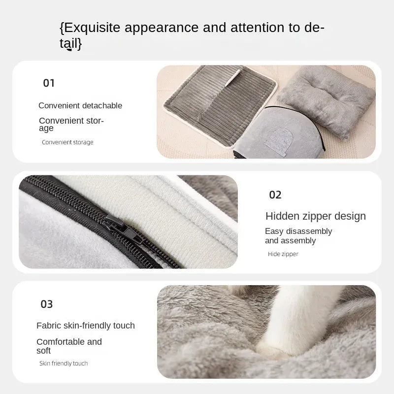 Winter Pet House - Foldable Cat Dog Cave Bed Portable Washable Puppy Shelter