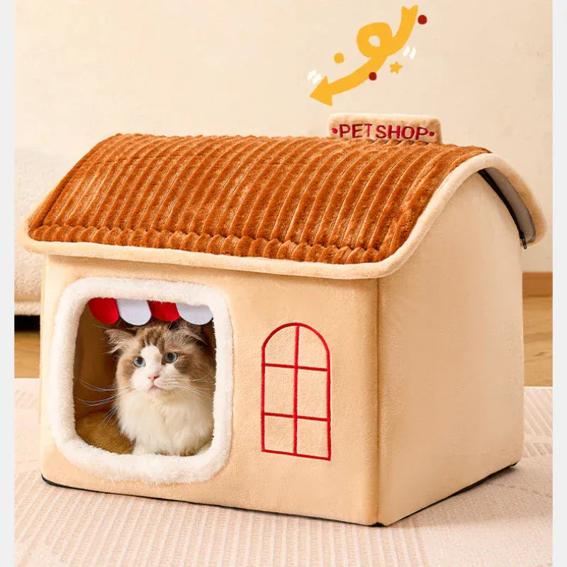 Winter Pet House - Foldable Cat Dog Cave Bed Portable Washable Puppy Shelter