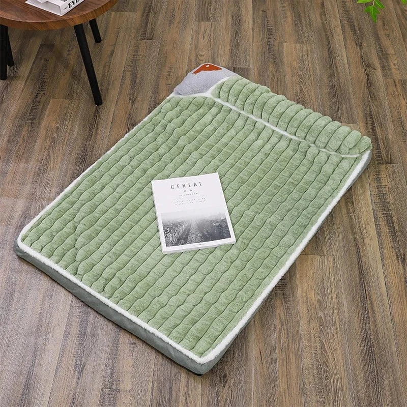 Winter Warm Dog Mat - Removable Washable Kennel Mattress with Plush Corduroy Cover, Egg Crate Orthopedic Support for Large Dogs
