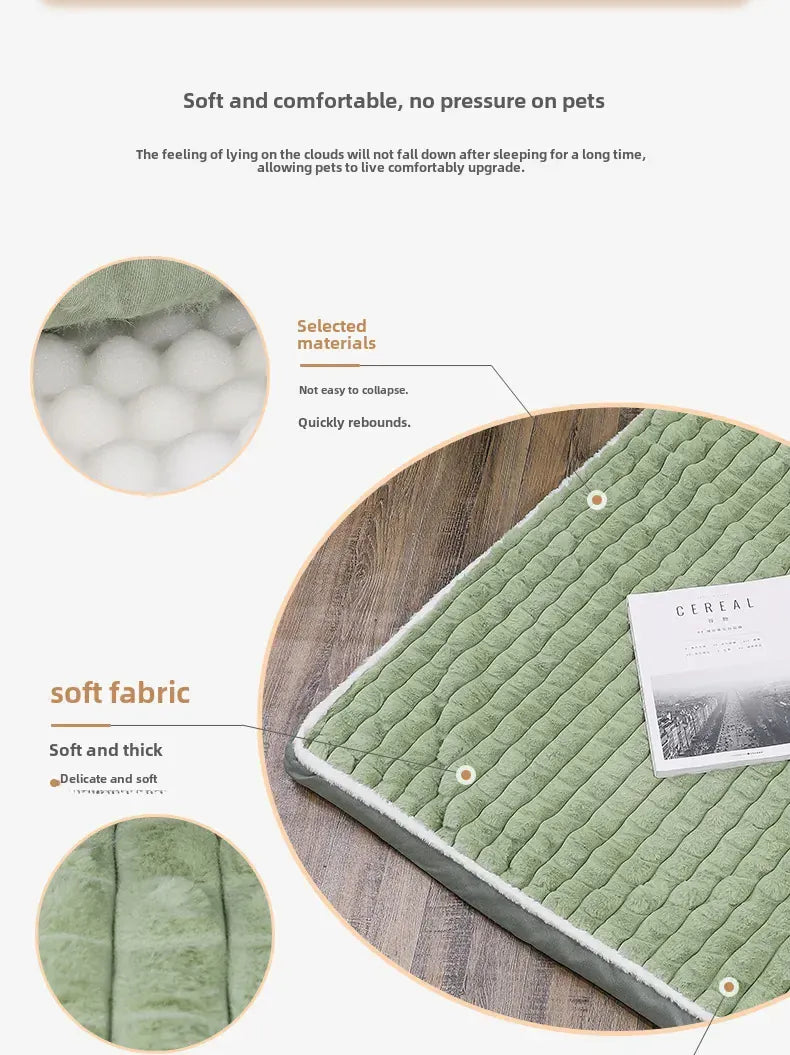 Winter Warm Dog Mat - Removable Washable Kennel Mattress with Plush Corduroy Cover, Egg Crate Orthopedic Support for Large Dogs