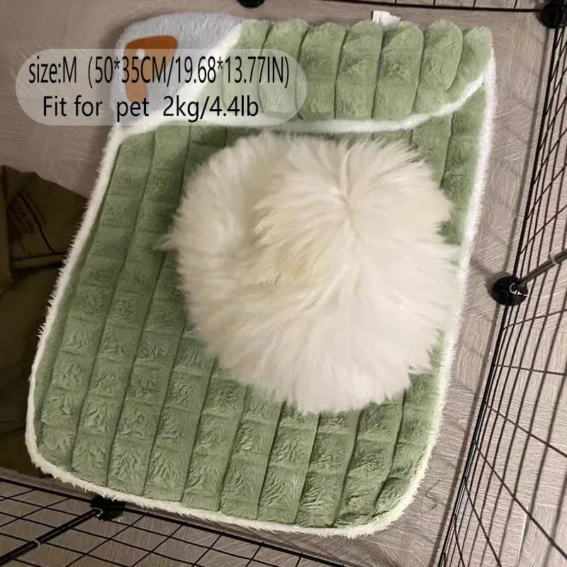 Winter Warm Dog Mat - Removable Washable Kennel Mattress with Plush Corduroy Cover, Egg Crate Orthopedic Support for Large Dogs